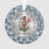 Zilveren Witte Diamanten Kerst Notenkraker Ornament (voorkant)