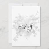 Zilveren witte elegante kersenbloesem bloemenbruil kaart (Achterkant)