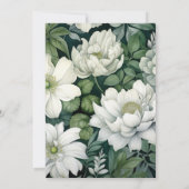Zilveren, witte en bos groene bloemenbruiloft kaart (Achterkant)