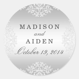 Zilveren Witte  Glamour Bruiloft Sticker