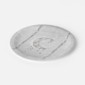 Zilveren Witte Halvemaan Sterren Feestje Papieren Bordje (Gekanteld)