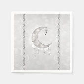 Zilveren Witte Halvemaan Sterren Feestje Servet (Voorkant)