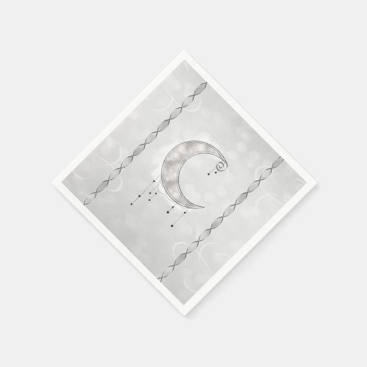 Zilveren Witte Halvemaan Sterren Feestje Servet (Hoek)