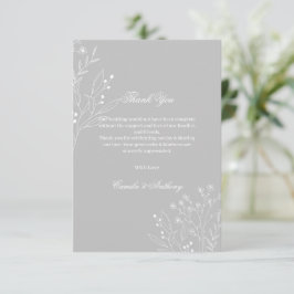 Zilveren witte hoek Floral Boho bruiloft Bedankkaart