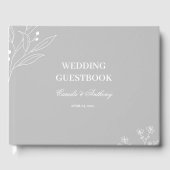 Zilveren witte hoek Floral Boho bruiloft Gastenboek (Voorkant)