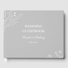 Zilveren witte hoek Floral Boho bruiloft Gastenboek