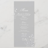 Zilveren witte hoek Floral Boho bruiloft Menu (Voorkant)