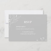 Zilveren witte hoek Floral Boho bruiloft RSVP Kaartje (Voorkant)
