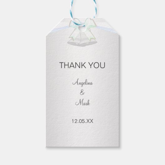 Zilveren Witte Huwelijk Cadeaulabel (Voorkant)