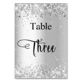 Zilveren witte kalligrafie tafel drie 3 kaart (Achterkant)