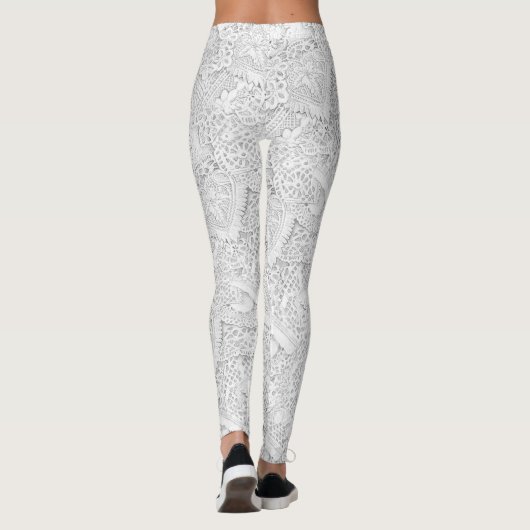 Zilveren witte kant leggings (Achterkant)