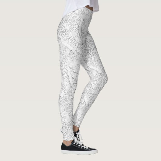 Zilveren witte kant leggings (Rechts)
