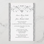 Zilveren witte Keltische bloemenbruiloft jubileum Folie Uitnodiging (Voorkant)