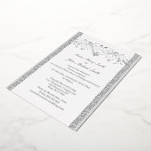 Zilveren witte Keltische bloemenbruiloft jubileum Folie Uitnodiging (Gedraaid)