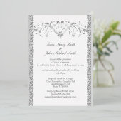 Zilveren witte Keltische bloemenbruiloft jubileum Folie Uitnodiging (Staand Voorkant)