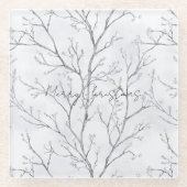 Zilveren witte kerstbomen glazen onderzetter (Voorkant)