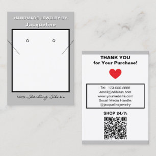 Zilveren Witte Ketting Oorbellen Website QR Code Visitekaartje
