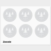 Zilveren witte minimalistische kerstbomen ronde sticker (Vel)