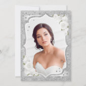 Zilveren witte quinceanera foto kaart (Achterkant)