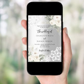 Zilveren witte rozen groen bruiloft kaart