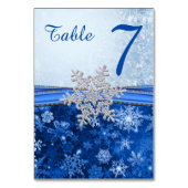 Zilveren witte sneeuwvlok op blauwe tafel Nummerka Kaart (Achterkant)