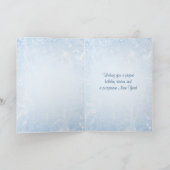 Zilveren witte sneeuwvlokken op het blauwe feestdagen kaart (Binnen)