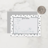 zilveren witte, stijlvolle monogrammen notitiekaartje (Voorkant / Achterkant in situ)