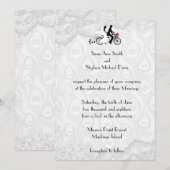 Zilveren Witte Tandem Fiets Huwelijksuitnodiging Kaart (Voorkant / Achterkant)