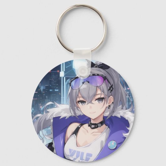 Zilveren Wolf fanart 1 Sleutelhanger (Voorkant)