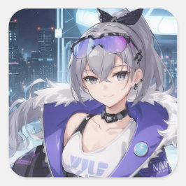Zilveren Wolf fanart 1 Vierkante Sticker