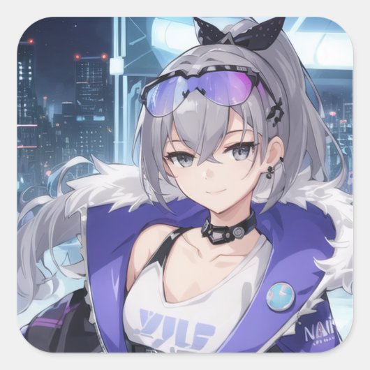 Zilveren Wolf fanart 1 Vierkante Sticker (Voorkant)