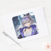 Zilveren Wolf fanart 1 Vierkante Sticker (Envelop)