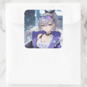 Zilveren Wolf fanart 1 Vierkante Sticker (Tas)
