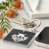 zilveren wolf hoofd sleutelhanger (Voorkant Rechts)