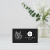 Zilveren Wolf Professionele Kapper Logo Qr Code Visitekaartje (Staand voorkant)