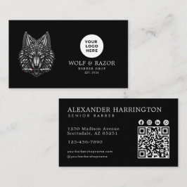 Zilveren Wolf Professionele Kapper Logo Qr Code Visitekaartje