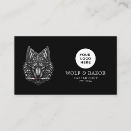 Zilveren Wolf Professionele Kapper Logo Qr Code Visitekaartje