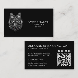 Zilveren Wolf Professionele Kapper Scheercode Visitekaartje