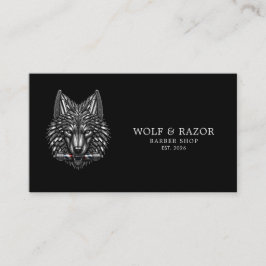 Zilveren Wolf Professionele Kapper Scheercode Visitekaartje