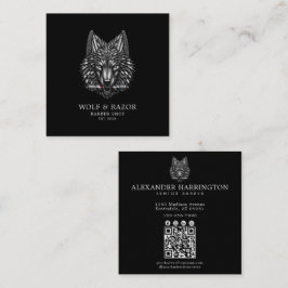 Zilveren Wolf Zakelijke QR-Code Kapperszaak Vierkante Visitekaartje