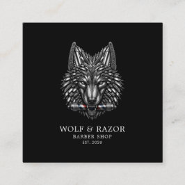 Zilveren Wolf Zakelijke QR-Code Kapperszaak Vierkante Visitekaartje