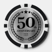 Zilveren Zakelijk 50-jarig Jubileum Poker Chips (Voorkant)