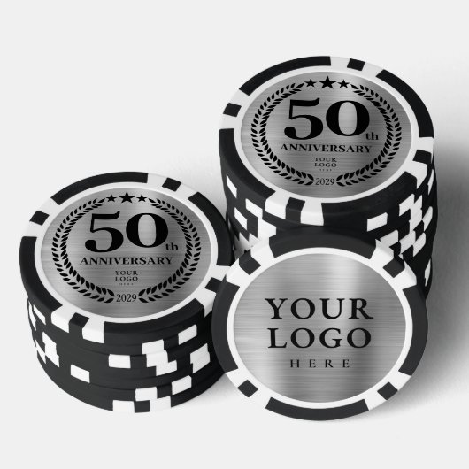 Zilveren Zakelijk 50-jarig Jubileum Poker Chips (Opstapeling)