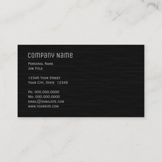 Zilveren Zakelijke Visitekaartkaart met Zwarte Afw Visitekaartje (Achterkant)