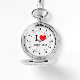 Zilveren zakhorloge - Custom I Heart Horloge