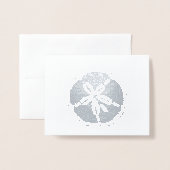 Zilveren Zanddollar Folie Kaarten (Voorkant met envelop)