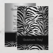 Zilveren Zebra vrijgezellenfeest uitnodigingen (Voorkant / Achterkant)