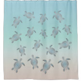 Zilveren Zeeen schildpadden | nautisch Douchegordijn (Voorkant)