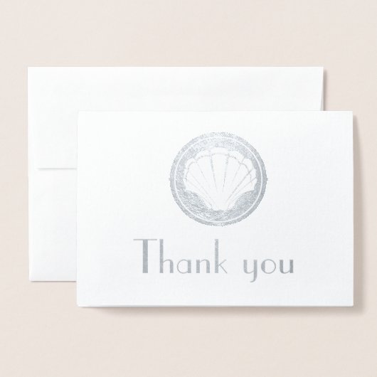 zilveren zeeschelp - Dank u Folie Kaarten (Voorkant met envelop)