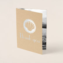 zilveren zeeschelp - Dank u -voeg trouwfoto toe